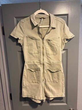Free People Lennox Romper Shortsuit Sage Medium (10)